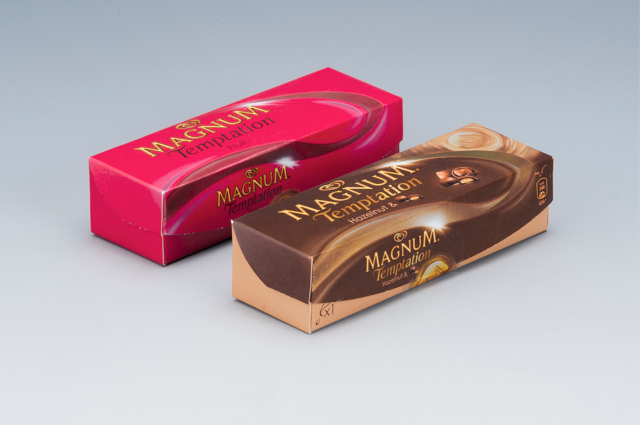 Unsere Packung für Magnum Temptation, das cremige Premium Eis.