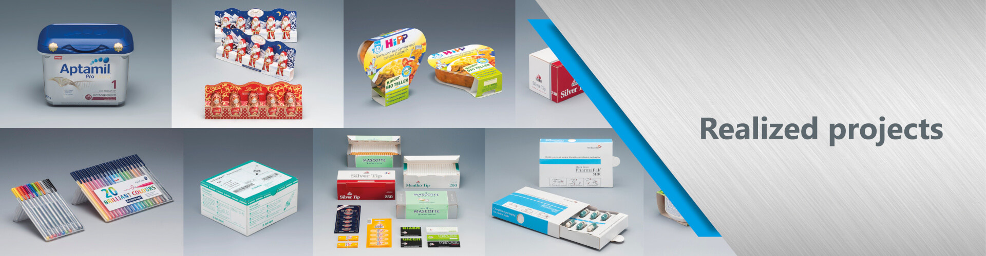 Our realized packagings range from stabilo folders to baby food.